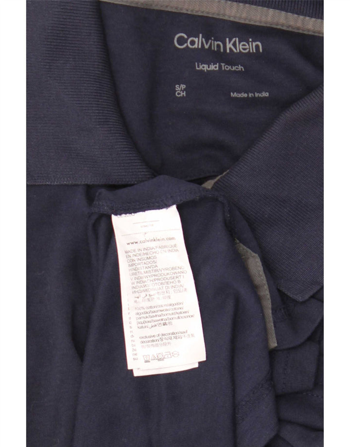 Calvin Klein Mens Polo Shirt Small Navy Blue Cotton