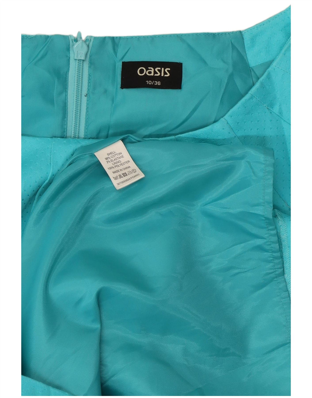 Oasis Womens Sheath Dress UK 10 Small  Turquoise Spotted Cotton