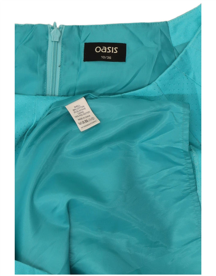 Oasis Womens Sheath Dress UK 10 Small  Turquoise Spotted Cotton