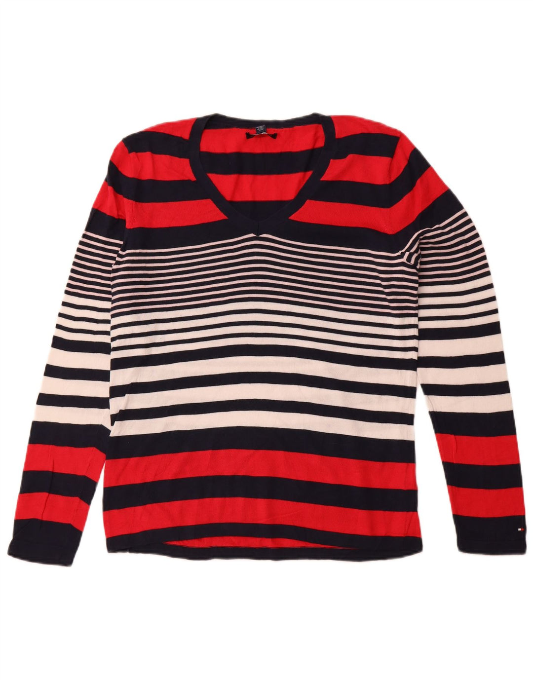TOMMY HILFIGER Womens V-Neck Jumper Sweater UK 16 Large Multicoloured