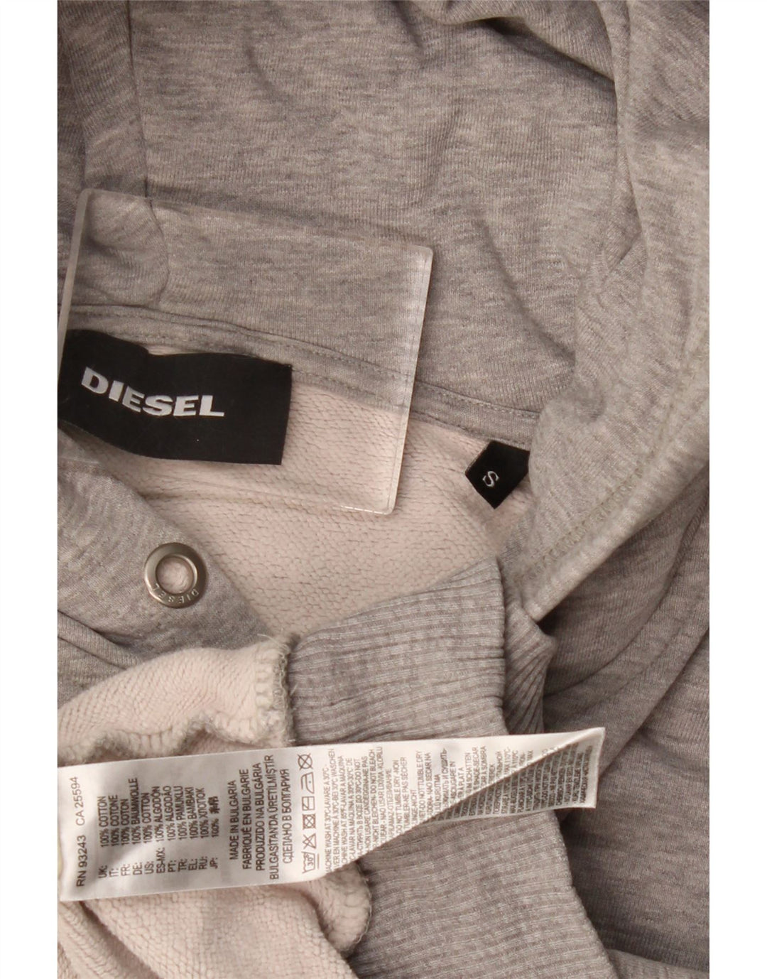 Diesel Mens Graphic Hoodie Jumper Small Grey