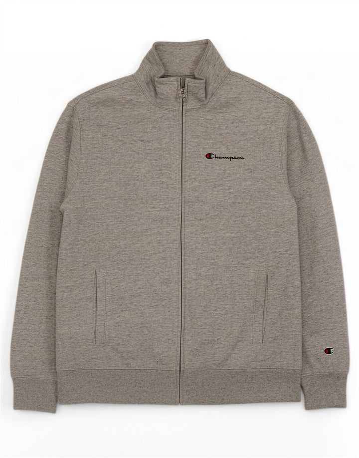 Champion Mens Tracksuit Top Jacket Medium Grey Flecked Cotton