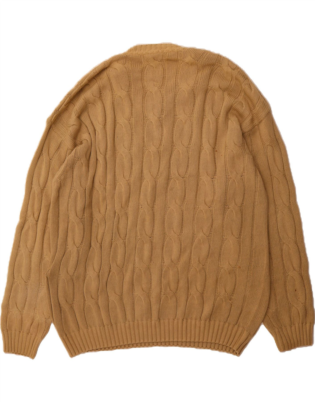 VINTAGE Mens V-Neck Jumper Sweater XL Brown Cotton Vintage Vintage and Second-Hand Vintage from Messina Hembry 