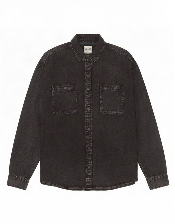 Fat Face Mens Denim Shirt Large Black Cotton