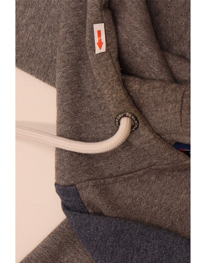 Superdry Mens Graphic Hoodie Jumper Medium Grey Colourblock Cotton