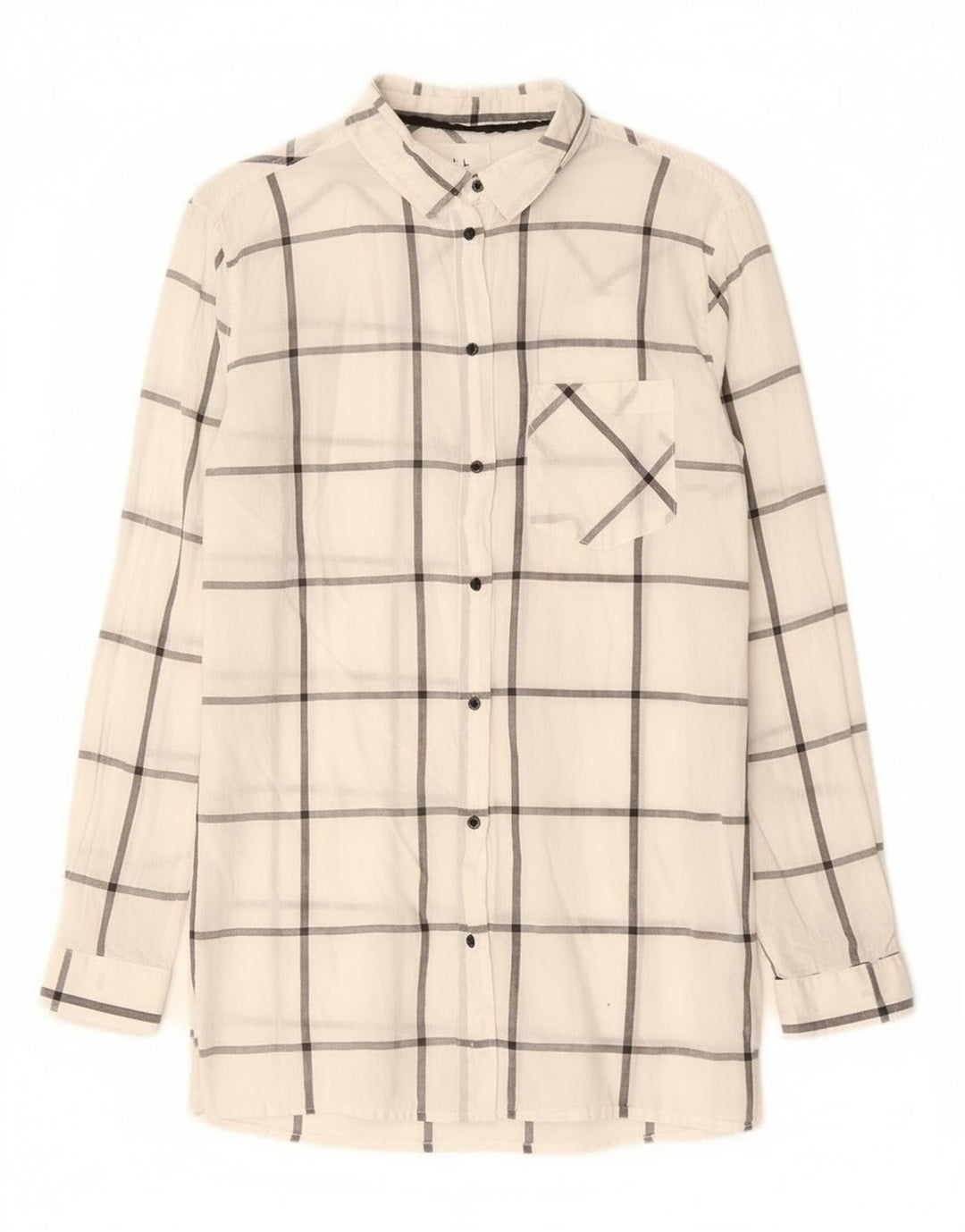 Brugi Womens Shirt UK 14 Medium White Check Cotton