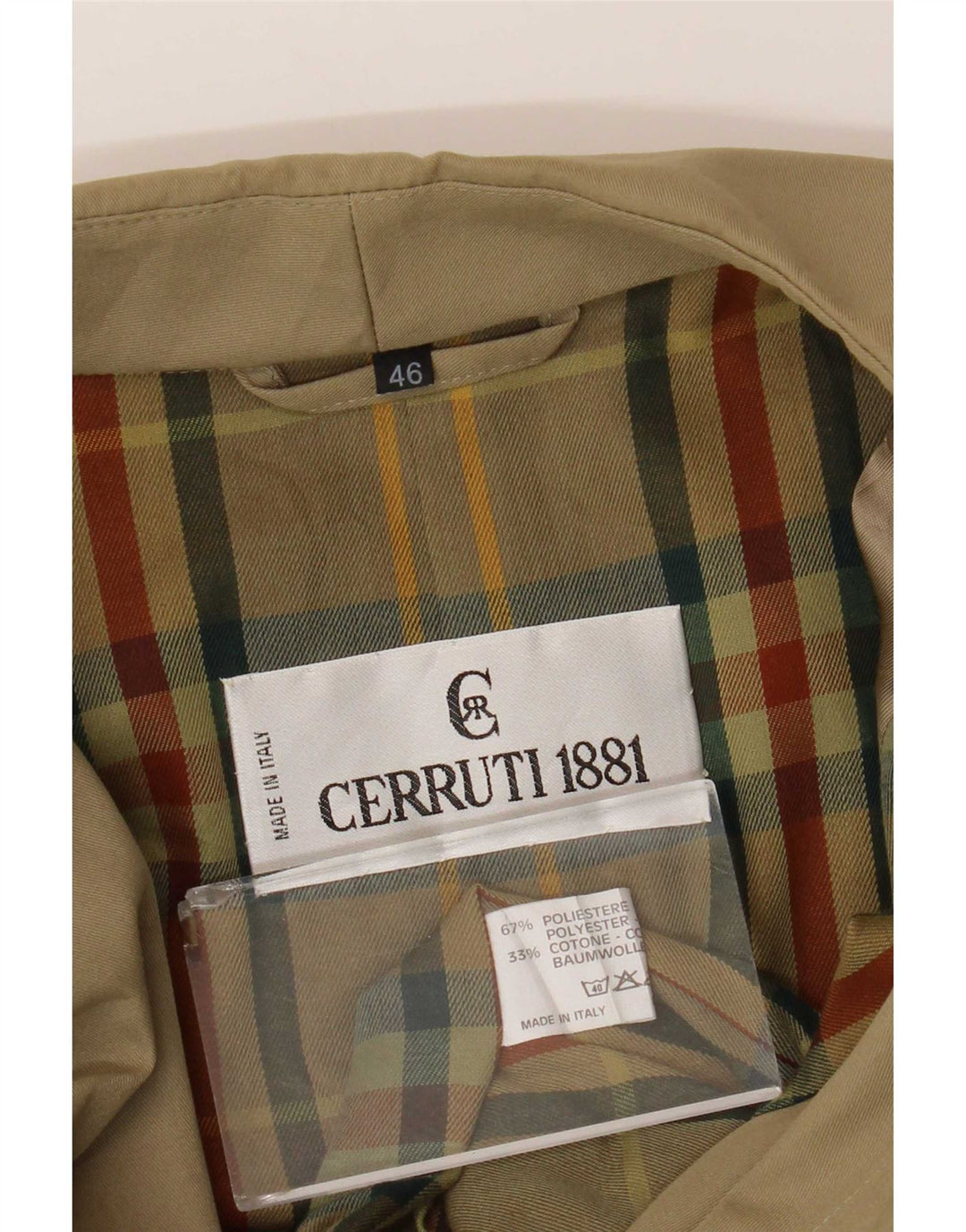 Cerruti 1881 Mens Loose Fit Trench Coat IT 46 Small Beige Polyester