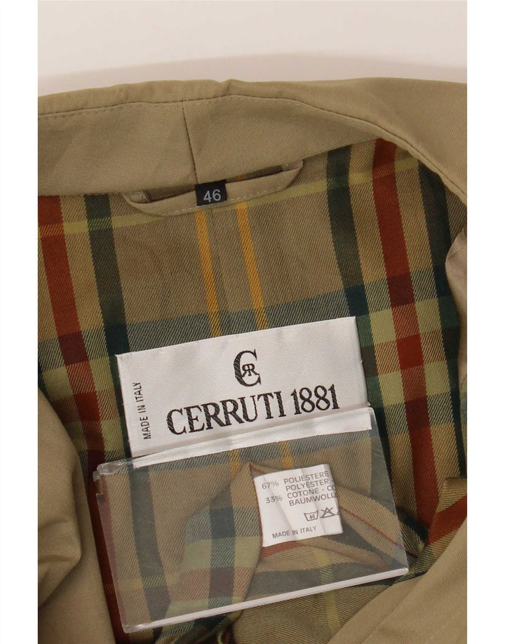 Cerruti 1881 Mens Loose Fit Trench Coat IT 46 Small Beige Polyester