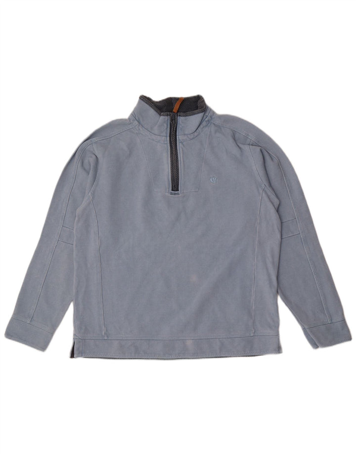 FAT FACE Mens Zip Neck Sweatshirt Jumper Medium Blue