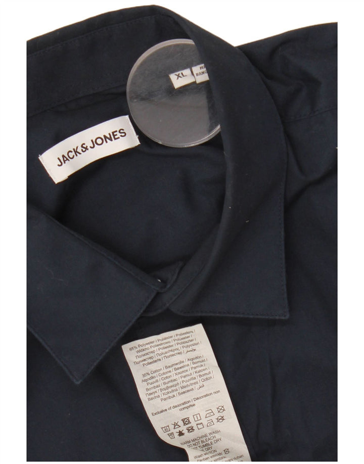 JACK & JONES Mens Shirt XL Navy Blue Polyester