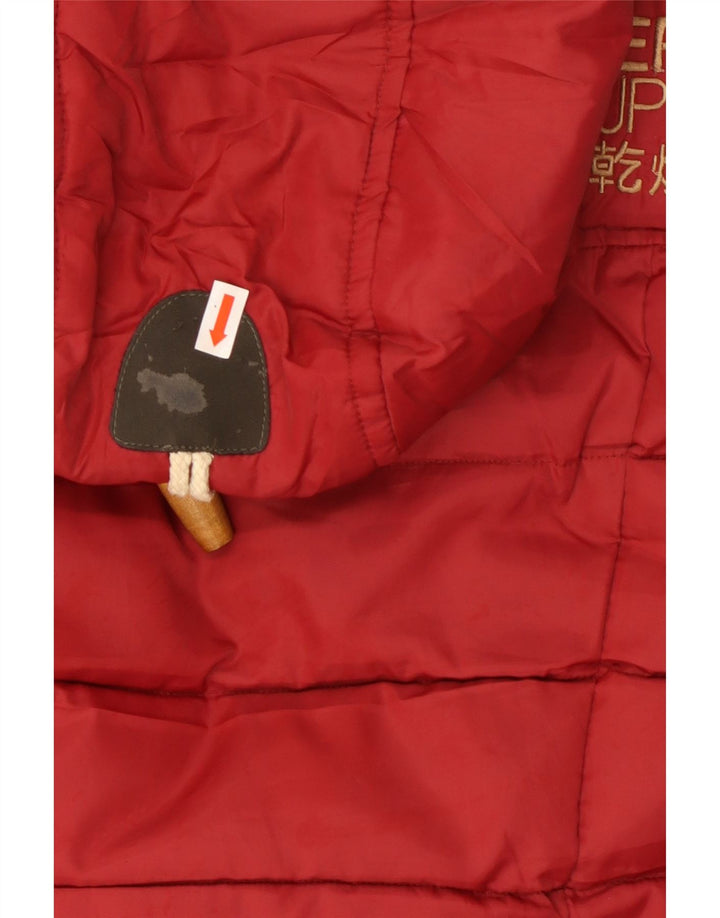 SUPERDRY Womens Hooded Padded Gilet UK 10 Small Red Polyester