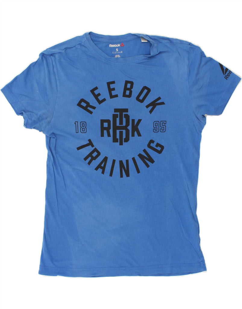 REEBOK Mens Graphic T-Shirt Top Small Blue Cotton Vintage Reebok and Second-Hand Reebok from Messina Hembry 