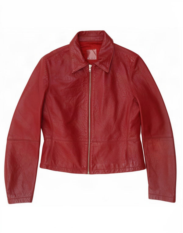 Mays Womens Leather Jacket IT 42 Medium Red