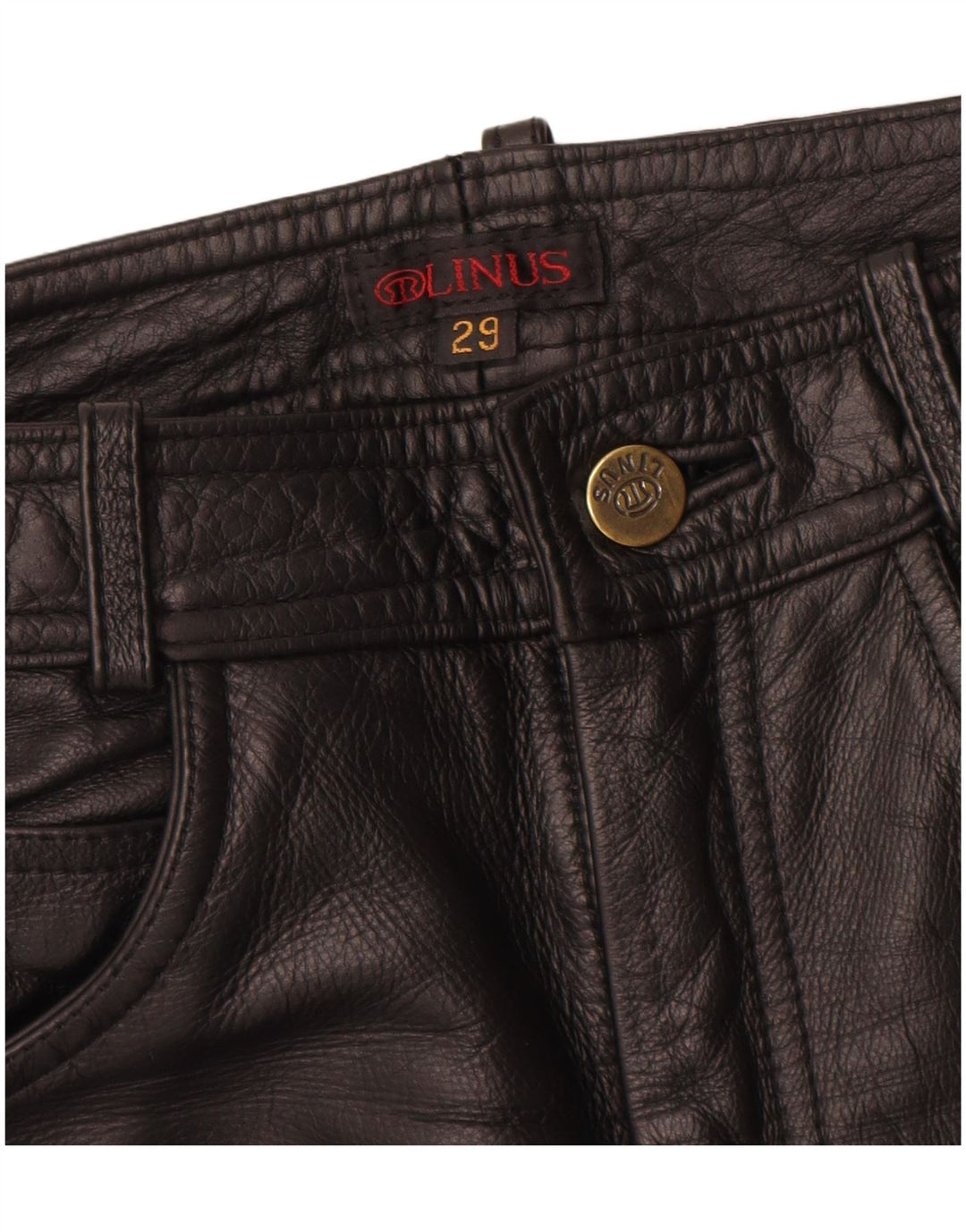 Linus Womens Slim Leather Trousers W29 L33 Black Leather
