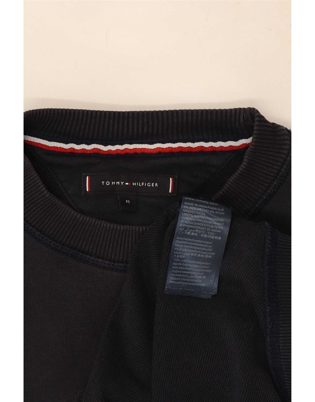 Tommy Hilfiger Mens Graphic Sweatshirt Jumper Medium Navy Blue Striped