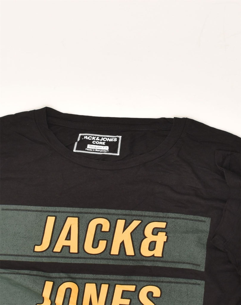 JACK & JONES Mens Core Regular Fit Graphic T-Shirt Top Large Black Cotton | Vintage Jack & Jones | Thrift | Second-Hand Jack & Jones | Used Clothing | Messina Hembry 