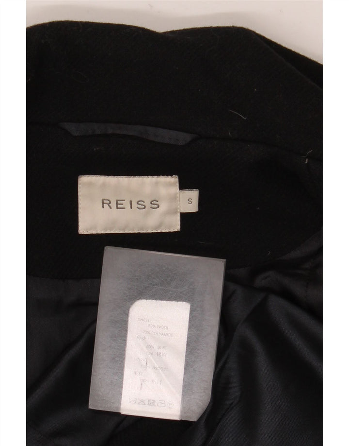 Reiss Womens Overcoat UK 10 Small Black Wool