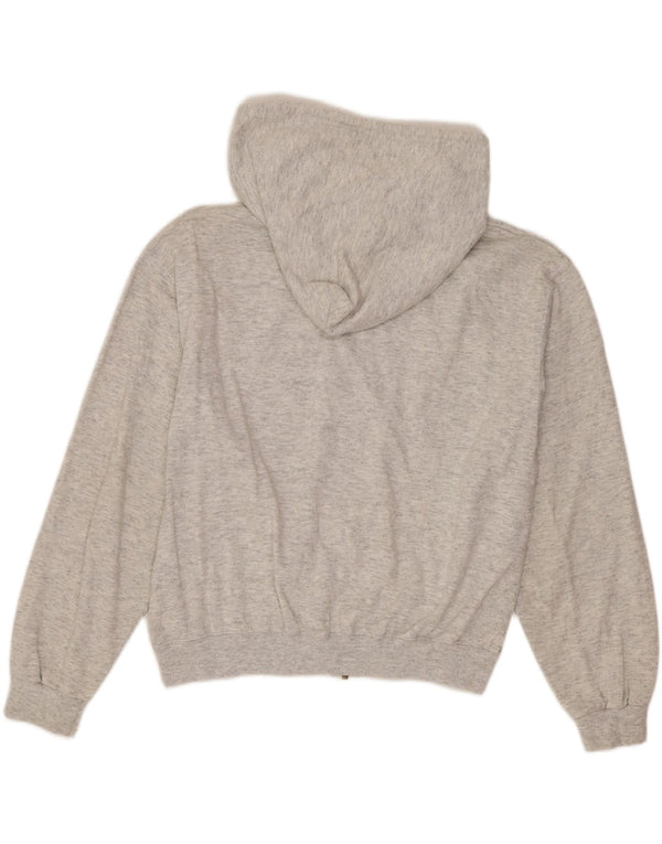 CHAMPION Womens Crop Zip Hoodie Sweater UK 14 Medium Grey Flecked