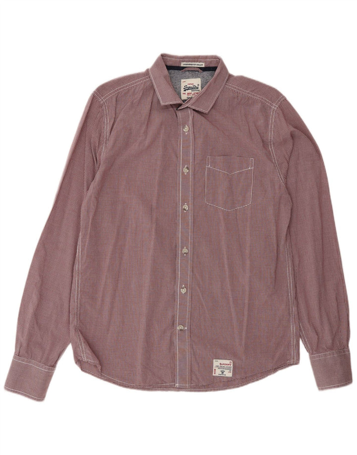 SUPERDRY Mens Shirt Large Red Gingham Cotton