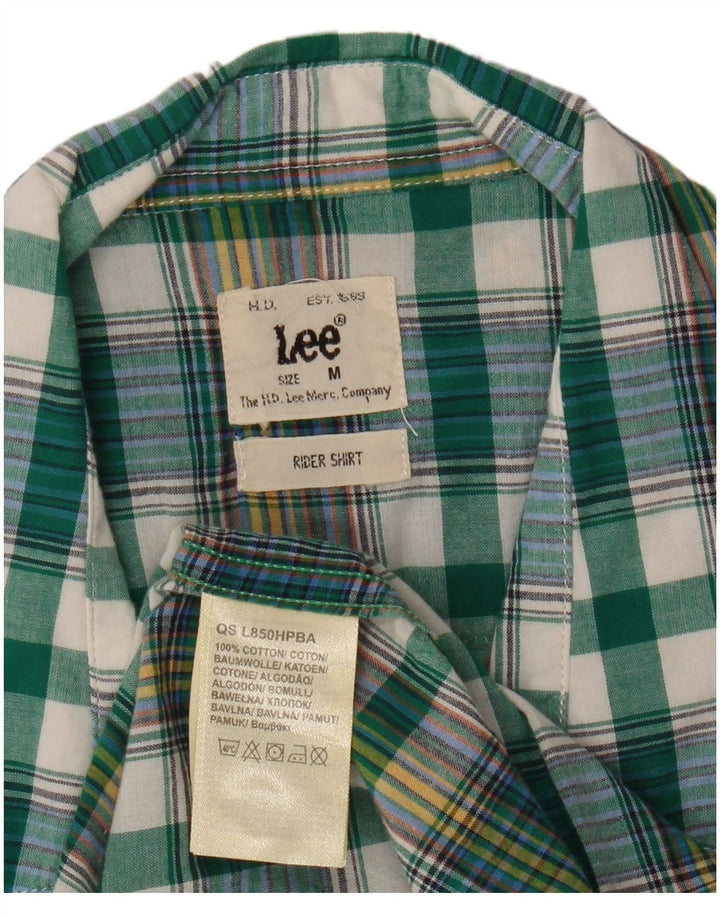Lee Mens Rider Short Sleeve Shirt Medium Green Check Cotton