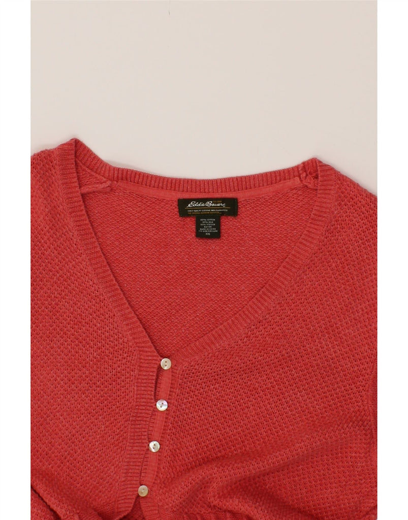 EDDIE BAUER Womens 3/4 Sleeve Cardigan Sweater UK 20 2XL Pink Cotton Vintage Eddie Bauer and Second-Hand Eddie Bauer from Messina Hembry 