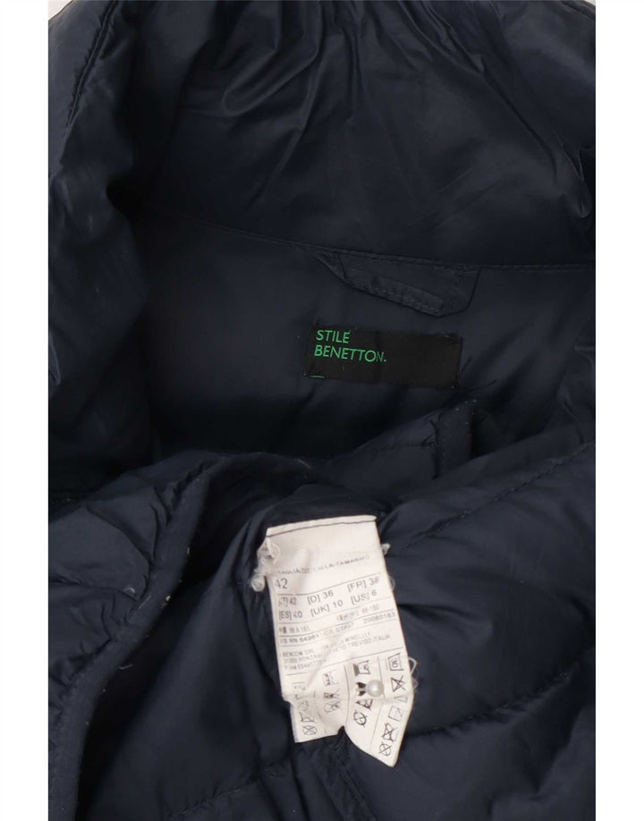 Benetton Womens Padded Jacket UK 10 Small Navy Blue