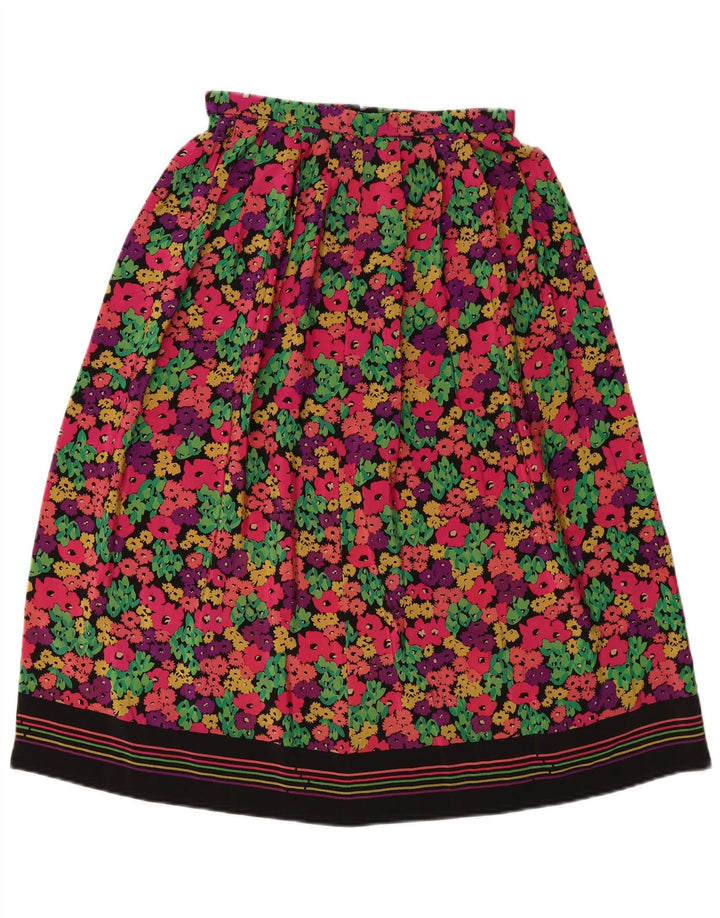 VINTAGE Womens Pleated Skirt W26 Small Multicoloured Floral