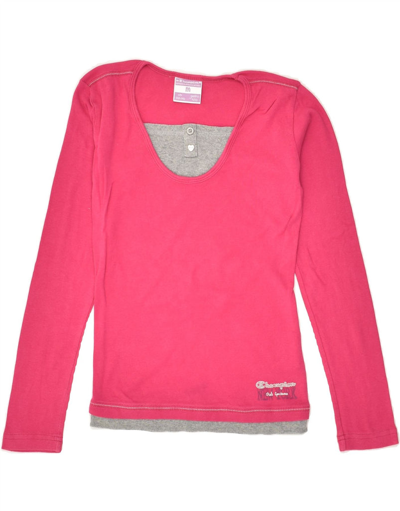 CHAMPION Girls Top Long Sleeve 9-10 Years medium  Pink Cotton | Vintage Champion | Thrift | Second-Hand Champion | Used Clothing | Messina Hembry 