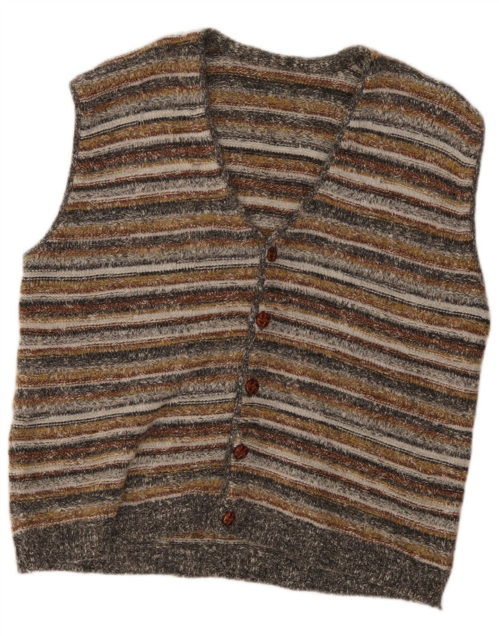 St. Bernard Mens Sleeveless Cardigan Sweater Large Multicoloured Striped