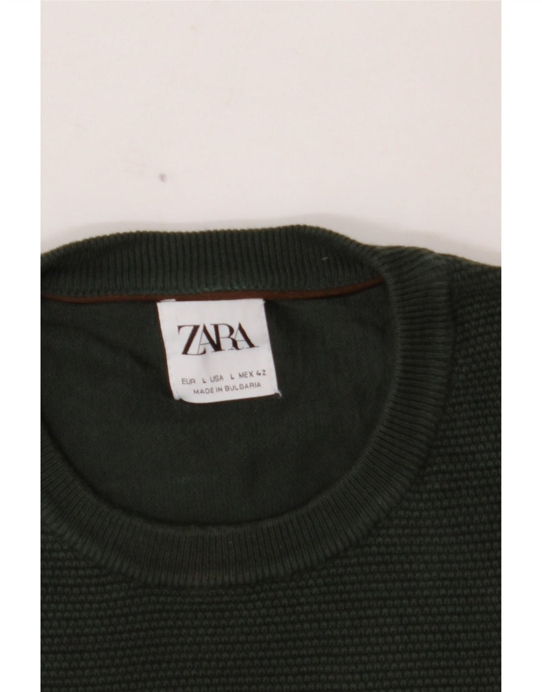 ZARA Mens Crew Neck Jumper Sweater Large Green