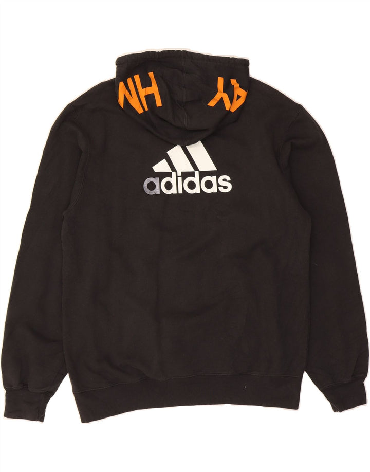 ADIDAS Mens Graphic Hoodie Jumper Medium Black Cotton Vintage Adidas and Second-Hand Adidas from Messina Hembry 