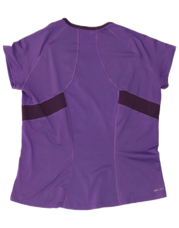 Nike Womens Dri Fit T-Shirt Top UK 18 XL Purple Colourblock