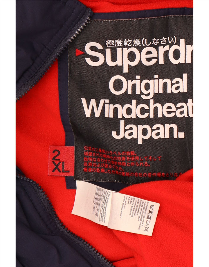 Superdry Mens Windcheater Hooded Windbreaker Jacket UK 44 2XL Navy Blue