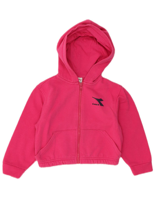 Diadora Girls Zip Hoodie Sweater 3-4 Years XS Pink Cotton