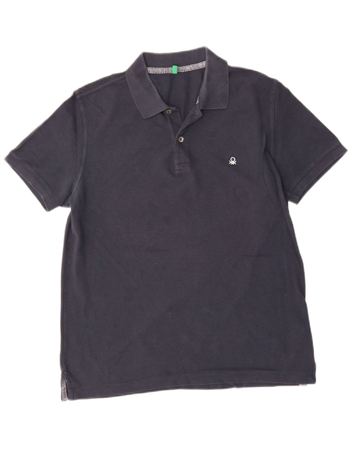 BENETTON Mens Polo Shirt Large Navy Blue Cotton