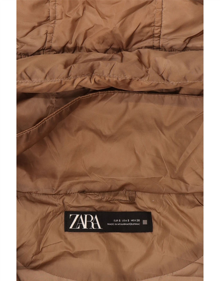 Zara Womens Oversized Hooded Padded Coat UK 10 Small Beige
