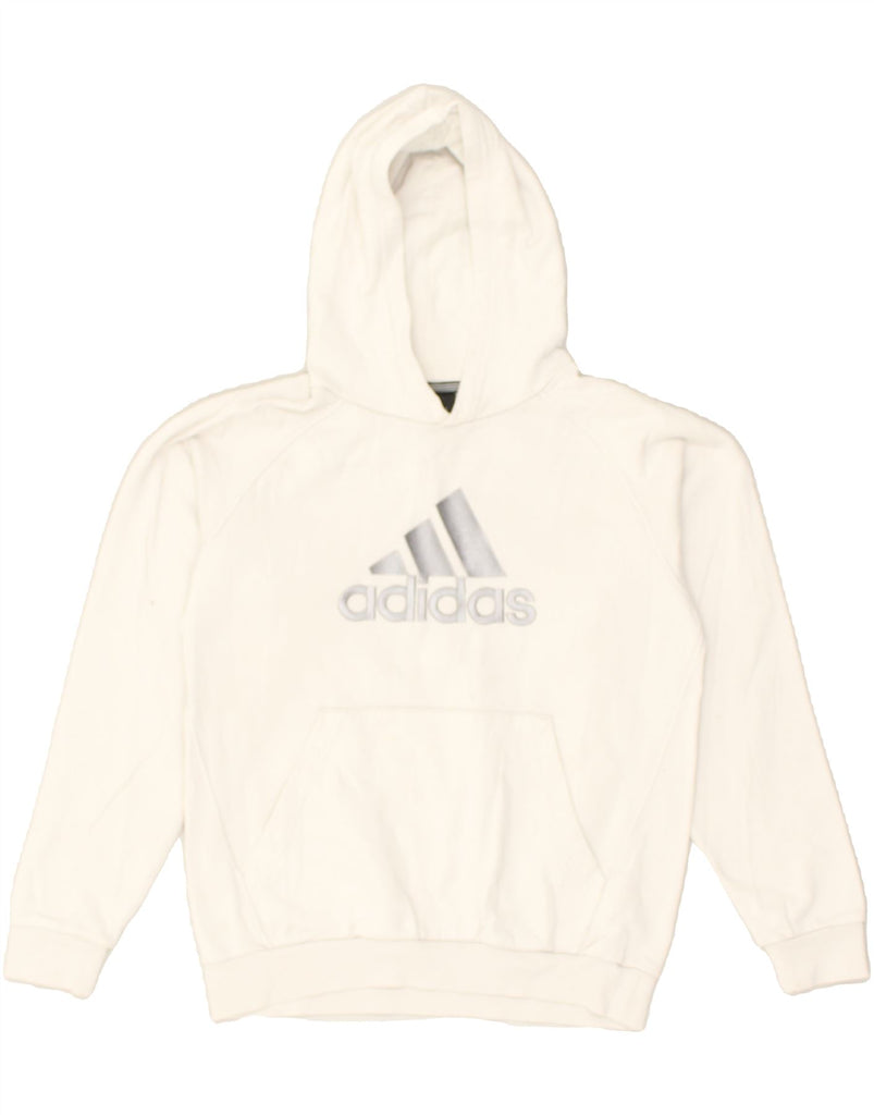 ADIDAS Girls Graphic Hoodie Jumper 11-12 Years Off White Cotton | Vintage Adidas | Thrift | Second-Hand Adidas | Used Clothing | Messina Hembry 