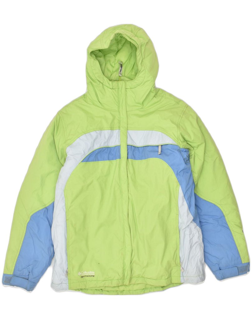 COLUMBIA Girls Hooded Padded Jacket 15-16 Years Green Colourblock | Vintage Columbia | Thrift | Second-Hand Columbia | Used Clothing | Messina Hembry 