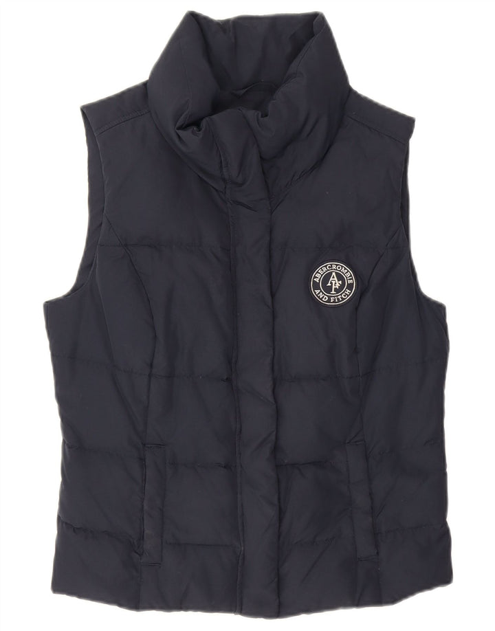 Abercrombie & Fitch Womens Padded Gilet UK 12 Medium Navy Blue Polyester