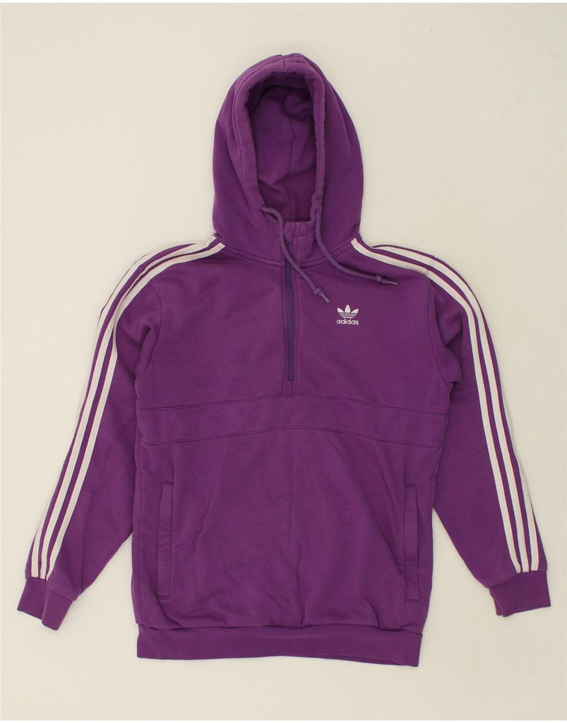 ADIDAS Mens Zip Neck Hoodie Jumper Small Purple Cotton | Vintage Adidas | Thrift | Second-Hand Adidas | Used Clothing | Messina Hembry 