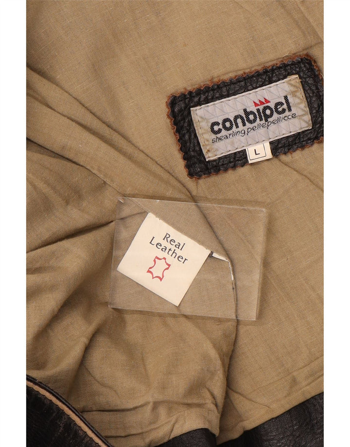 Conbipel Mens Leather Gilet UK 40 Large Brown Leather