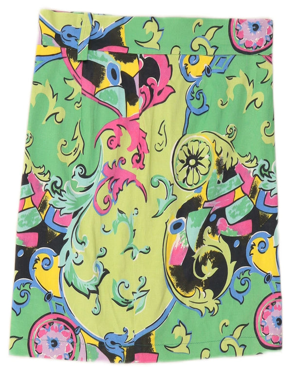 VINTAGE Womens Straight Skirt W26 Small  Green Paisley
