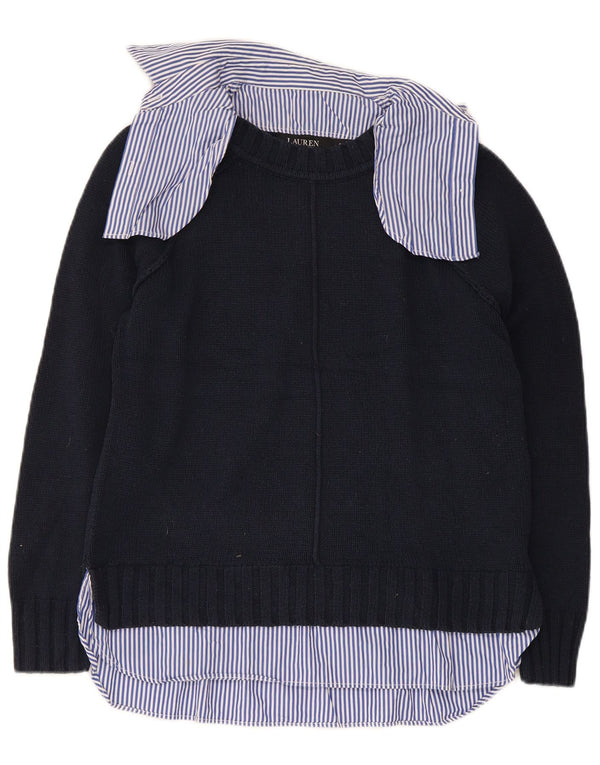 Polo Ralph Lauren Womens Polo Neck Jumper Sweater UK 10 Small Navy Blue