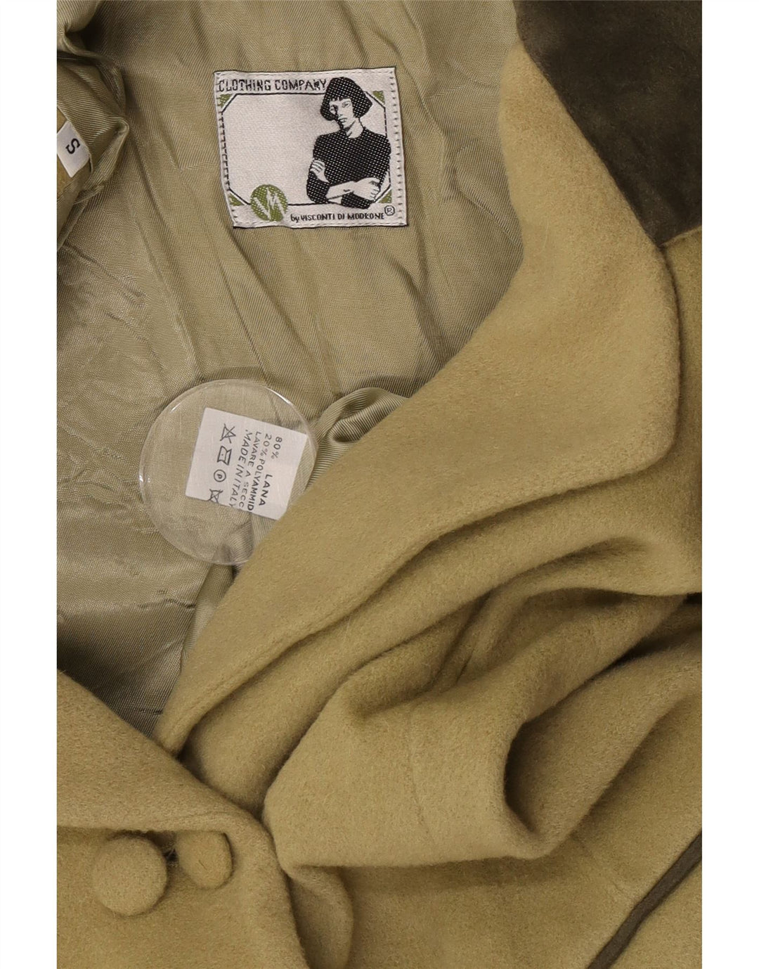 Vintage Womens Double Breasted Blazer Jacket UK 10 Small Khaki Wool