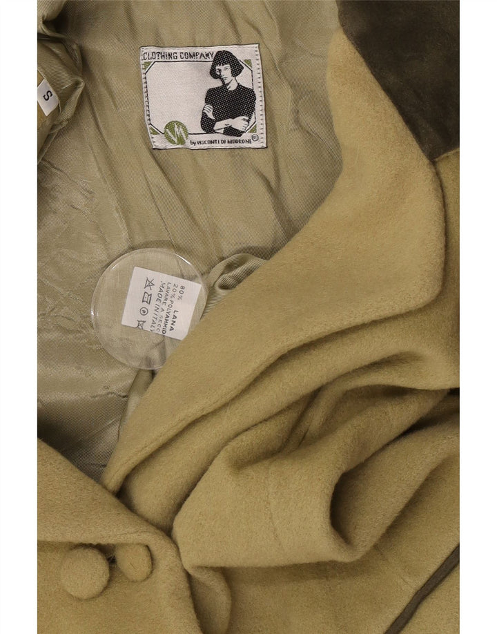 Vintage Womens Double Breasted Blazer Jacket UK 10 Small Khaki Wool