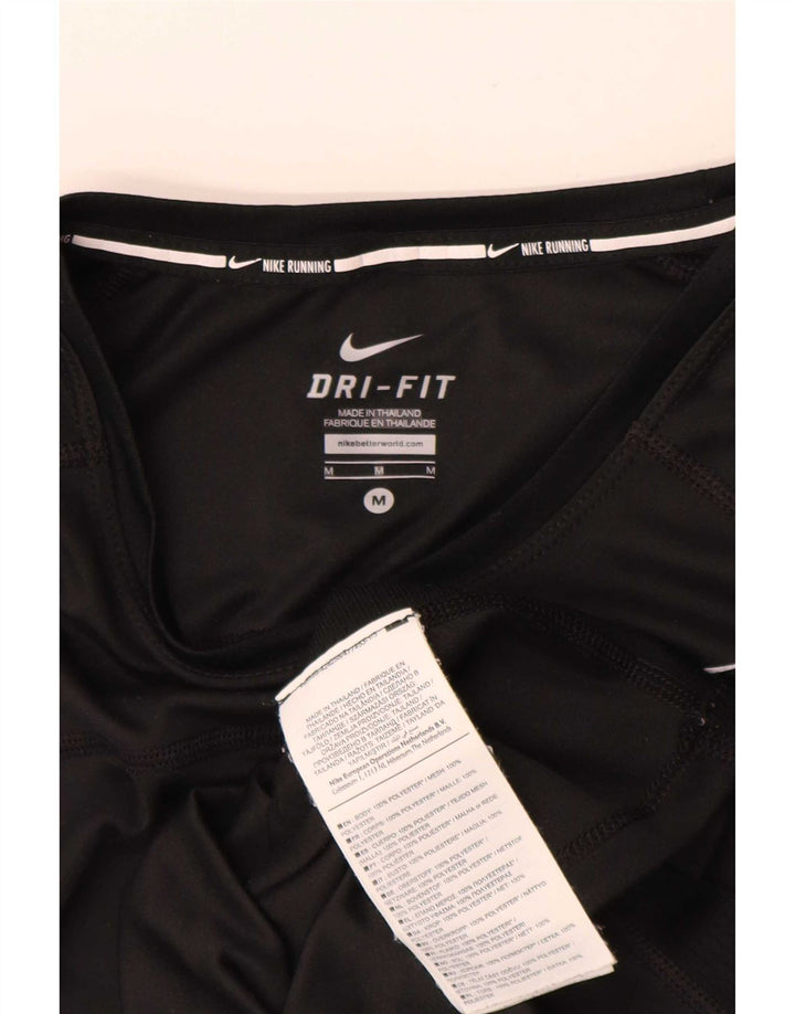 Nike Womens Dri Fit T-Shirt Top UK 12 Medium Black Polyester