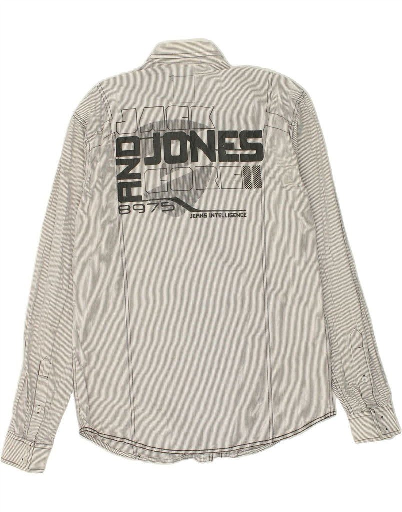 JACK & JONES Mens Graphic Shirt Large Grey Pinstripe Cotton | Vintage Jack & Jones | Thrift | Second-Hand Jack & Jones | Used Clothing | Messina Hembry 