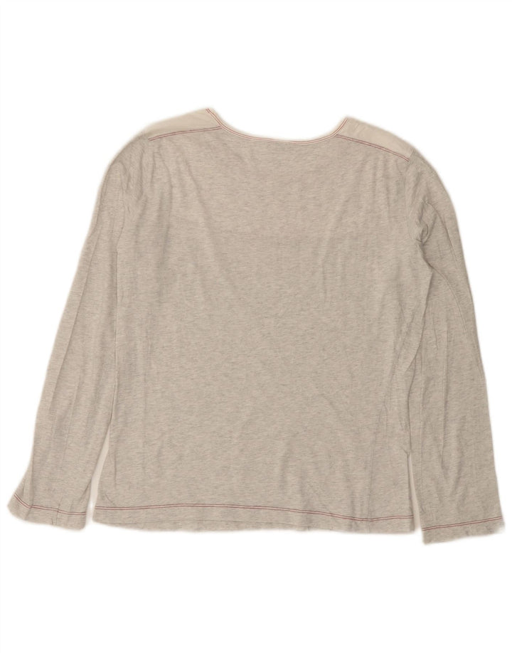 FILA Womens Graphic Top Long Sleeve UK 12 Medium Grey Flecked