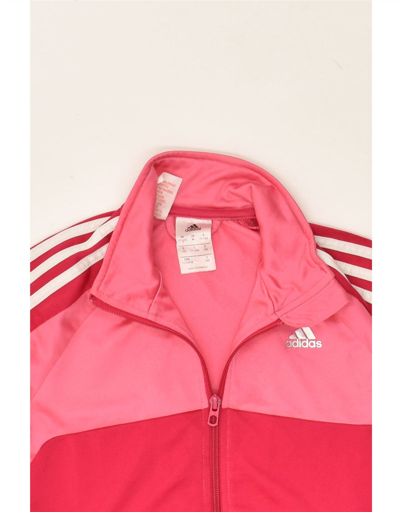 ADIDAS Girls Tracksuit Top Jacket 11-12 Years Pink Colourblock Polyester | Vintage Adidas | Thrift | Second-Hand Adidas | Used Clothing | Messina Hembry 