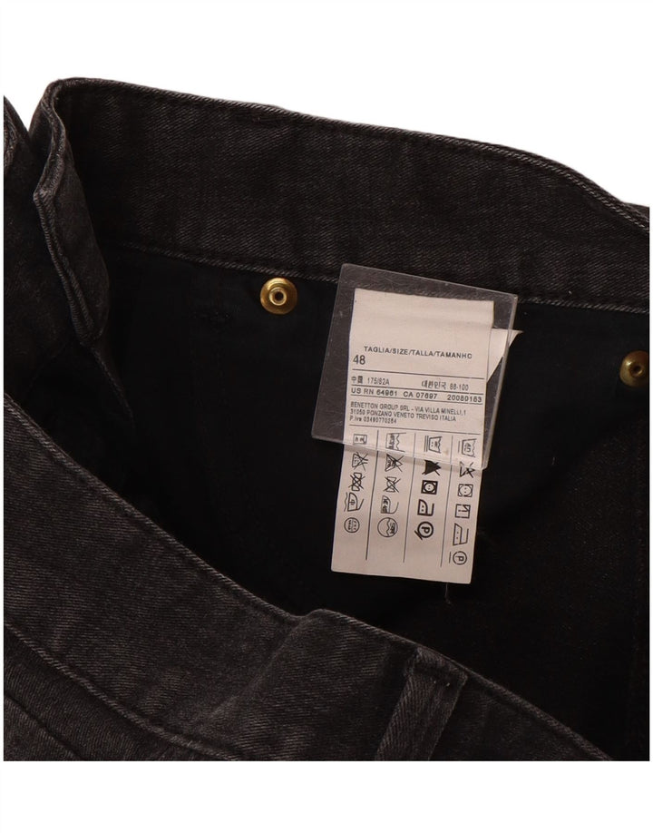 BENETTON Mens Slim Casual Trousers IT 48 Medium W32 L33 Grey Check Cotton